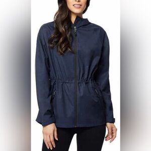 32 Degrees Women's Navy Blue Hooded Raincoat/Windbreaker